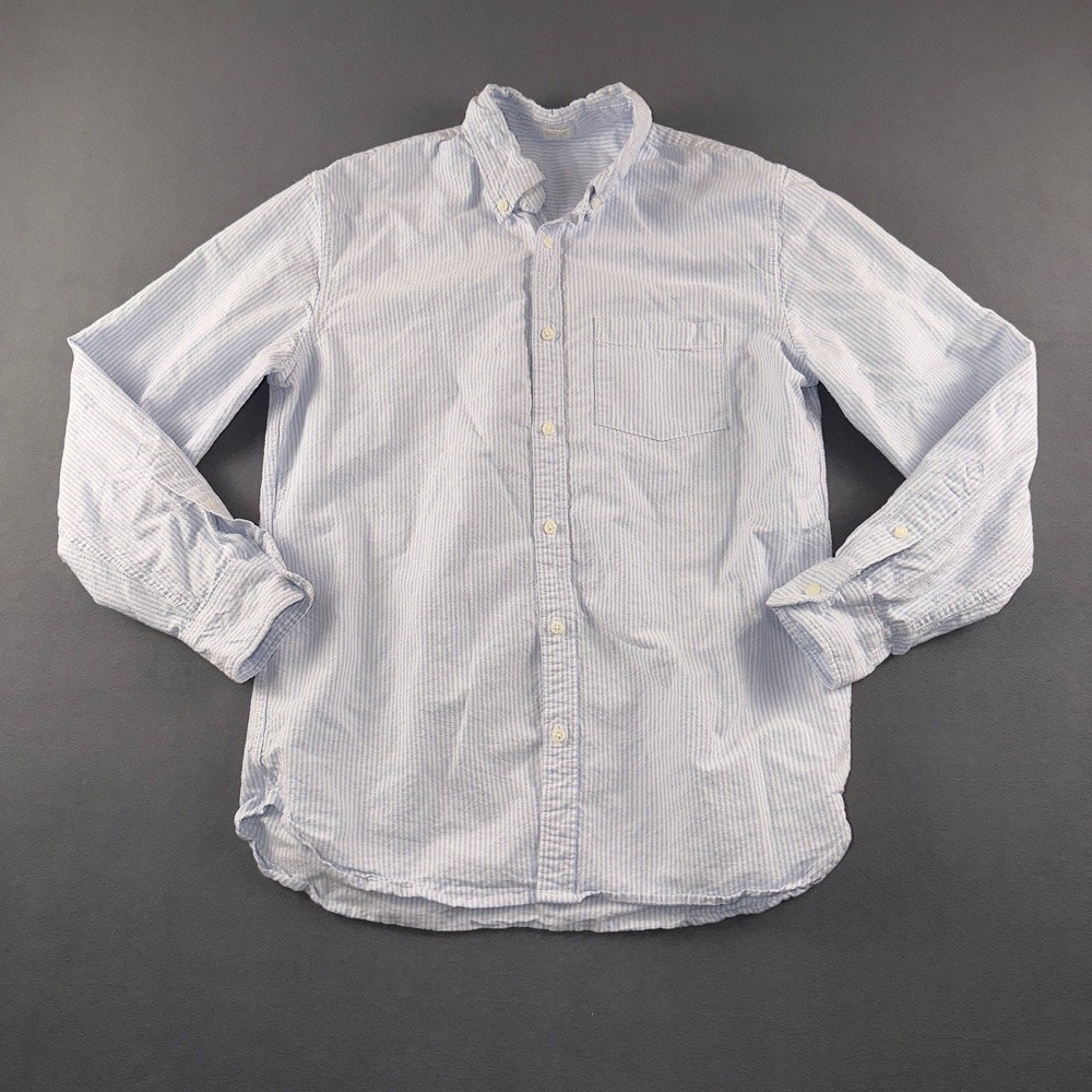 John Galt Brandy Melville Blue White Striped Seersucker Button Down Shirt MH425